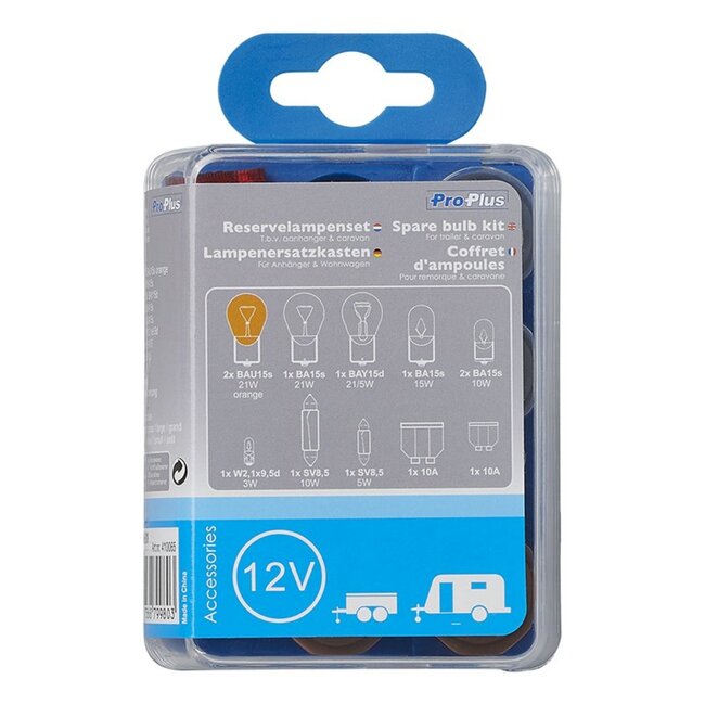 ProPlus Reservelampenset voor aanhanger en caravan - 12 volt - 12-delig
