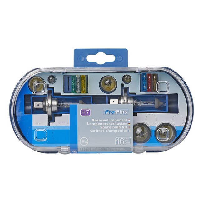 ProPlus Reservelampenset - 16-delig - Inclusief H7 lampen en zekeringen - Handige bewaarbox