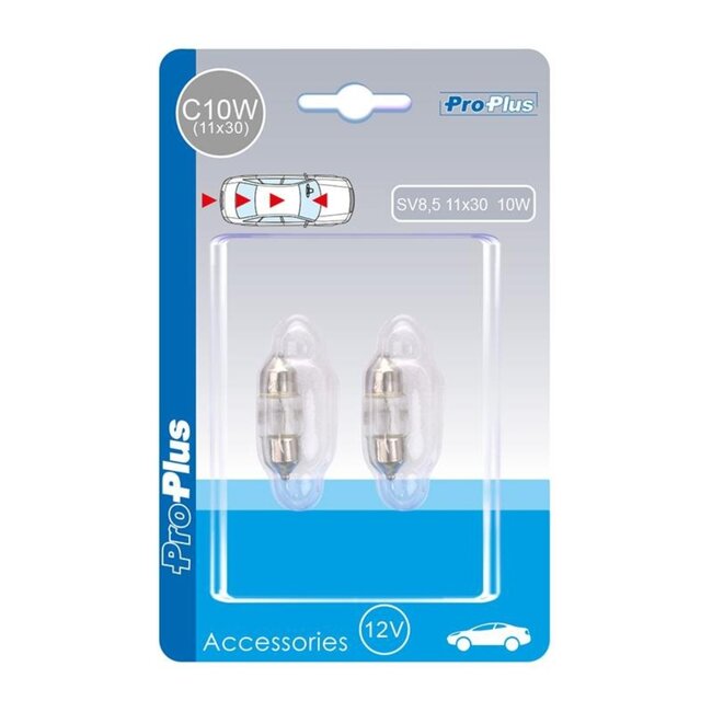 ProPlus Autolamp buislamp - 12V - 10W - SV8.5 - 11x30 mm - 2 stuks