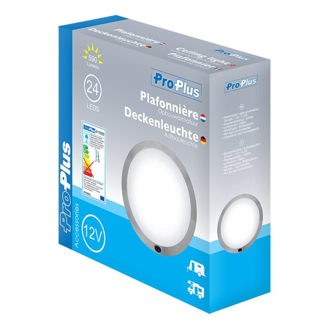 ProPlus Plafonnière - 24 leds - 12V - 590 lumen - Ø 280 mm - met schakelaar