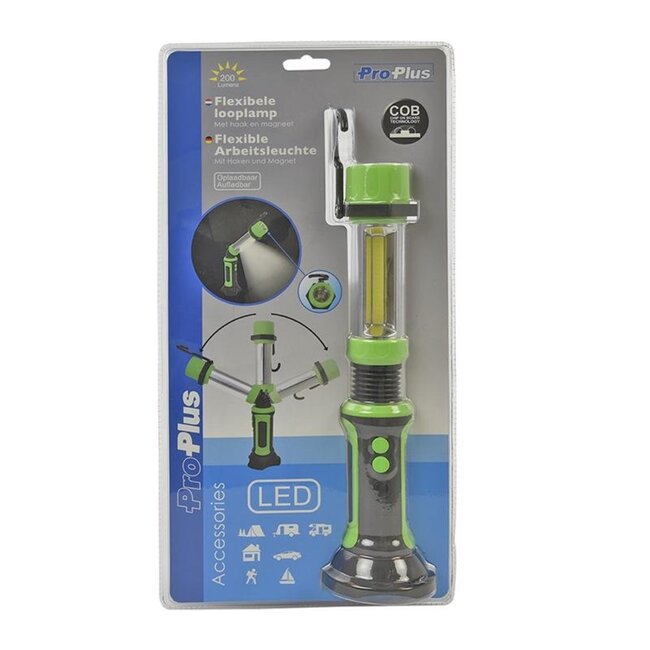 ProPlus Flexibele oplaadbare looplamp - COB LED - met haak en magneet