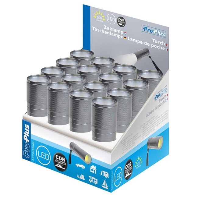 ProPlus Compacte zaklamp - COB LED - Aluminium - 8,5 cm - Inclusief batterijen