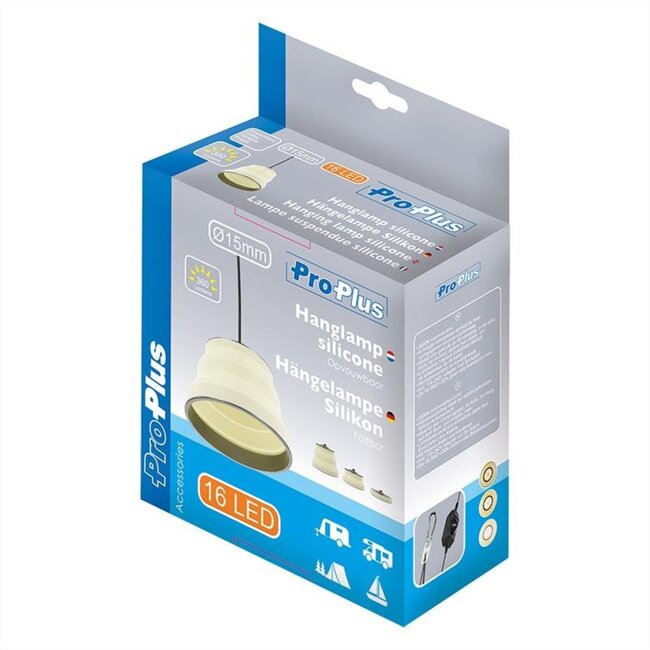 ProPlus Opvouwbare LED hanglamp - siliconen - wit - Ø 15 cm - traploos verstelbaar licht