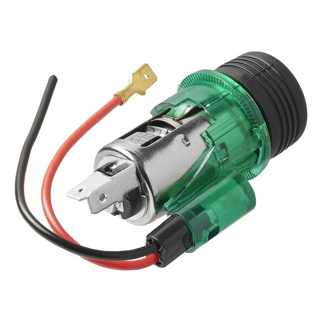 ProPlus Sigarettenaansteker met verlichting - Inbouwdoos - 12V/24V - Ø 28 mm - Zwart/Groen