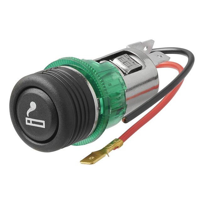 ProPlus Sigarettenaansteker met verlichting - Inbouwdoos - 12V/24V - Ø 28 mm - Zwart/Groen