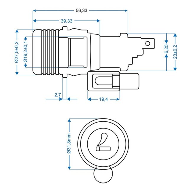 ProPlus Sigarettenaansteker met verlichting - Inbouwdoos - 12V/24V - Ø 28 mm - Zwart/Groen