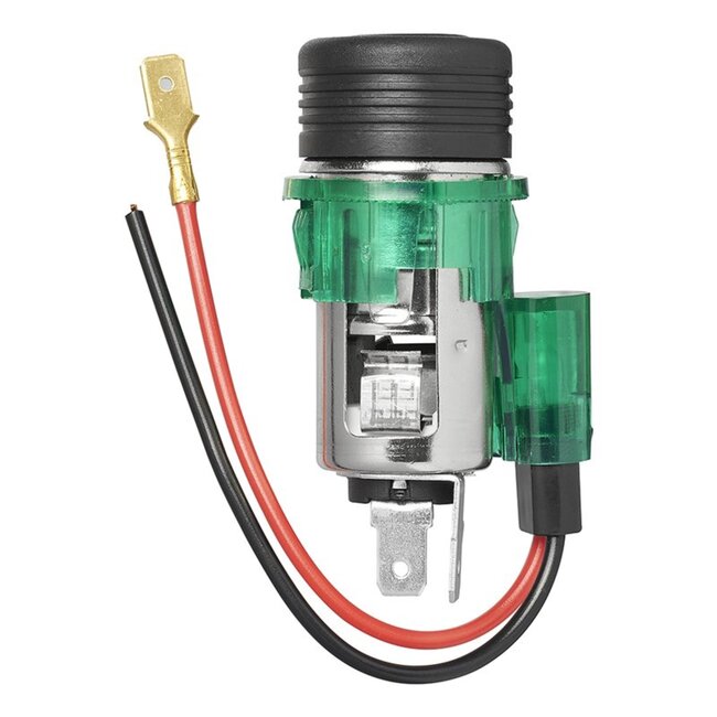 ProPlus Sigarettenaansteker met verlichting - Inbouwdoos - 12V/24V - Ø 28 mm - Zwart/Groen