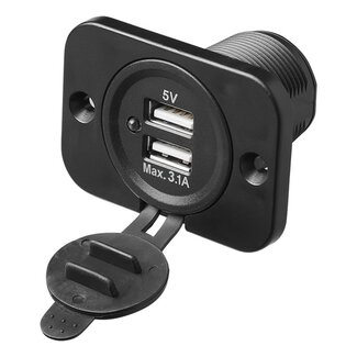 Pro Plus USB Inbouwdoos - Tweevoudig - 2100mA - 12 Volt en 24 Volt - Ø 29 mm