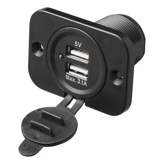 ProPlus USB inbouwdoos - tweevoudig - 3100mA - 12V/24V - Ø 29 mm