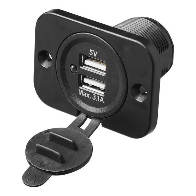 ProPlus USB inbouwdoos - tweevoudig - 3100mA - 12V/24V - Ø 29 mm