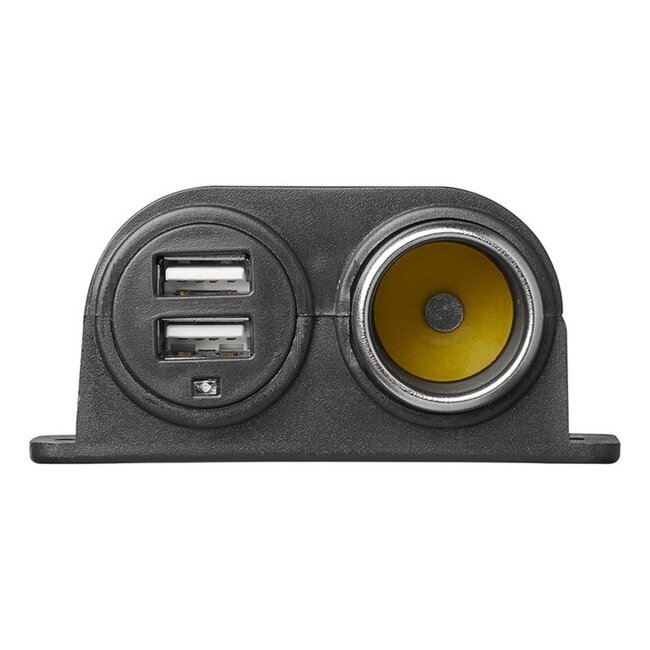 ProPlus Opbouw sigarettenaanstekerdoos - 2 USB-poorten - 12/24V - 2,1A - Zwart