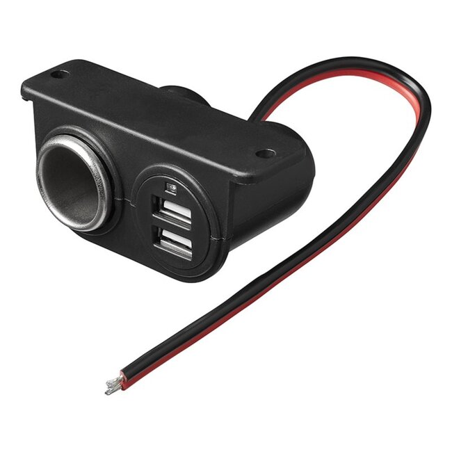 ProPlus Opbouw sigarettenaanstekerdoos - 2 USB-poorten - 12/24V - 2,1A - Zwart
