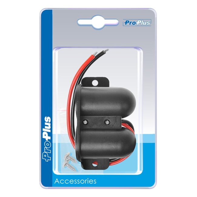 ProPlus Opbouw sigarettenaanstekerdoos met 2 USB-poorten - 12V/24V - zwart - kunststof en staal