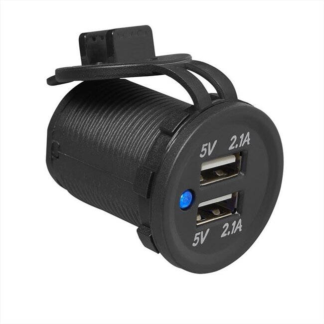 Pro Plus USB Inbouwdoos - Tweevoudig - 2100mA - 12 Volt en 24 Volt - Ø 26 mm - blister