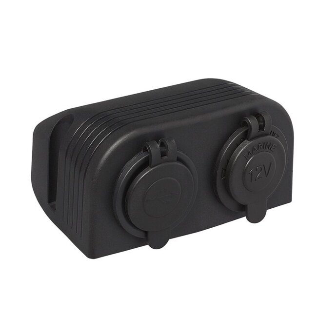 ProPlus Opbouw DIN stekkerdoos met dubbele USB poort - 2 x 2100mA - 12/24V
