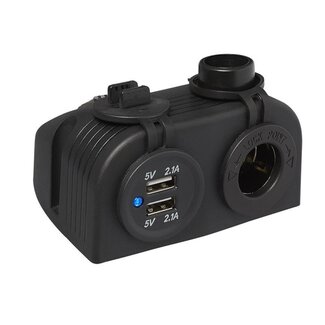 ProPlus Opbouwkit met dubbele USB-poort - 2 x 2100 mA - geschikt voor 12/24V