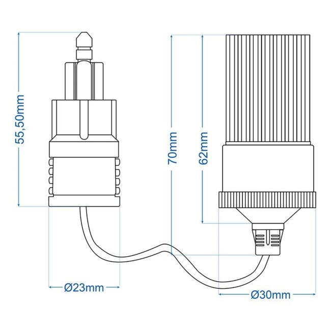 ProPlus Verloopkabel DIN naar sigarettenaansteker - 15 cm - 8A - 12V/24V - zwart