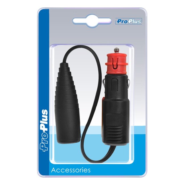 ProPlus Verloopkabel sigarettenaansteker naar DIN stekkerdoos - 25 cm - zwart - 12V/24V