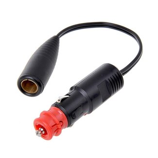 ProPlus Verloopkabel sigarettenaansteker naar DIN stekkerdoos - 25 cm - zwart - 12V/24V