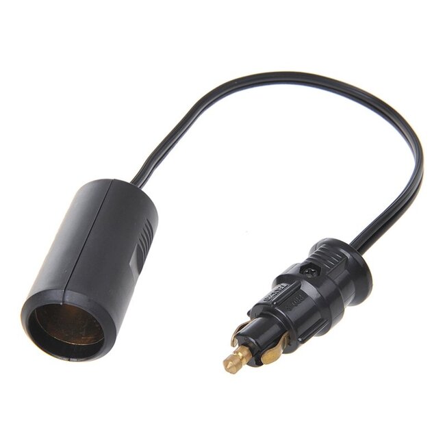 ProPlus Verloopkabel DIN naar sigarettenaansteker - 25 cm - 12V/24V - max. 8A - zwart