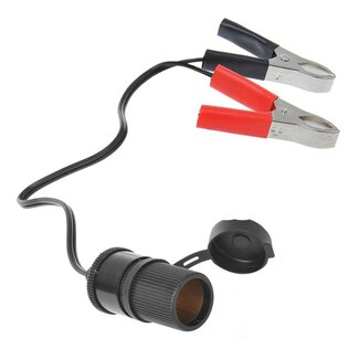 ProPlus Sigarettenaanstekerdoos - Accuklemmen - 12V/24V - 16A - Zwart - 30 cm Kabel