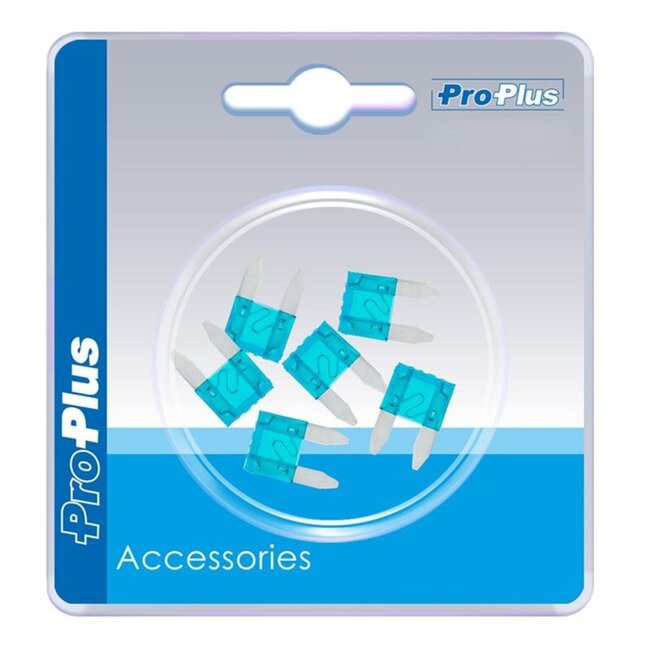 ProPlus Mini steekzekeringen - 15 ampère - blauw - 6 stuks