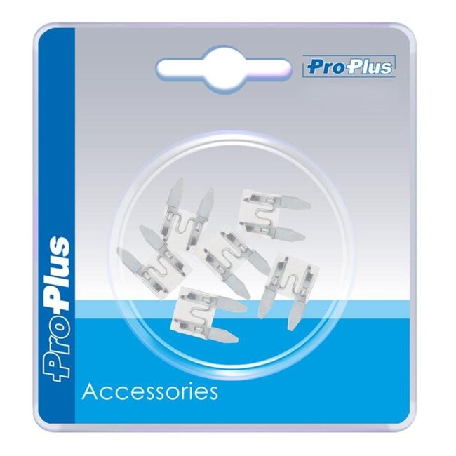 ProPlus Mini-steekzekeringen - 25 ampère - transparant - 6 stuks