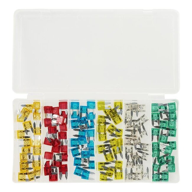 ProPlus Mini steekzekeringen - assorti - 120 stuks - kunststof box