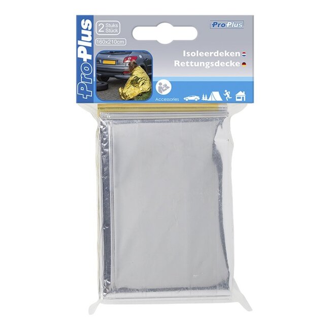 ProPlus Nooddeken - Isolerend - Wind- en waterafstotend - 160 x 210 cm - 2 stuks