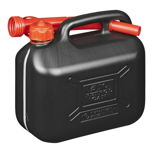 ProPlus Jerrycan 5 liter - kunststof - zwart - UN-gekeurd - met flexibele vulslang