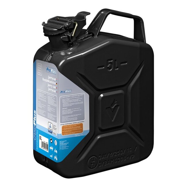 ProPlus Stalen jerrycan - 5 liter - zwart - UN en TÜV/GS gekeurd