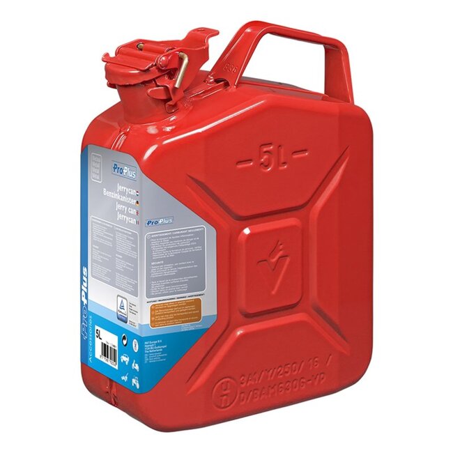 ProPlus Stalen jerrycan - 5 liter - UN en TÜV/GS gekeurd - rood - met handvatten