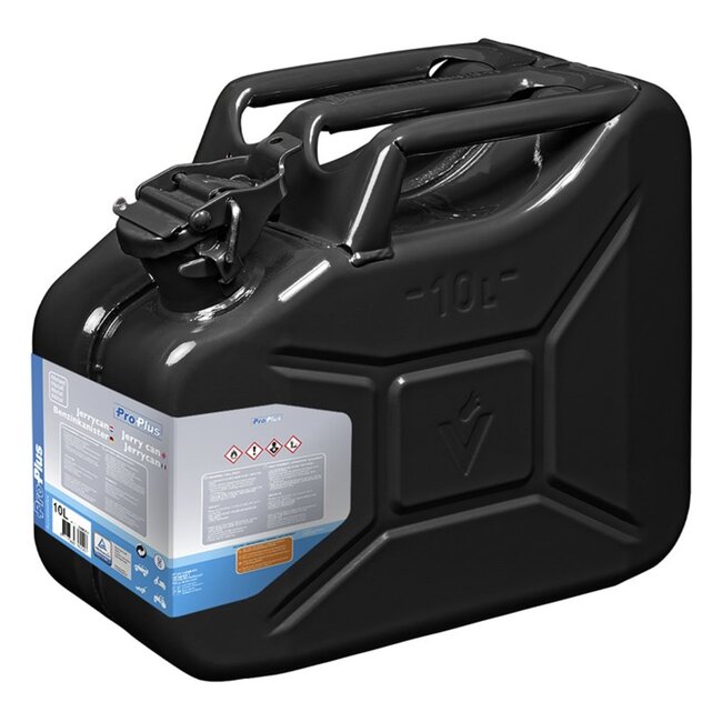 ProPlus Stalen jerrycan - 10 liter - zwart - UN en TÜV/GS gekeurd