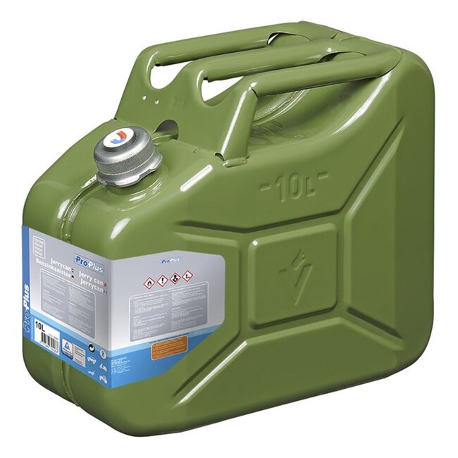 ProPlus Jerrycan 10L - Metaal - Groen - Magnetische Schroefdop - UN & TÜV/GS-gekeurd