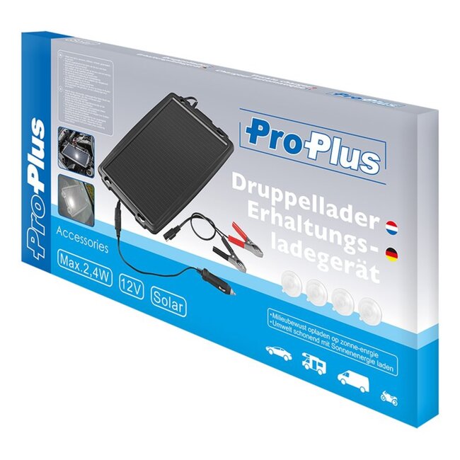 ProPlus Zonne-energie druppellader - 12V - 2,4W - UV-bestendig - Stootvast