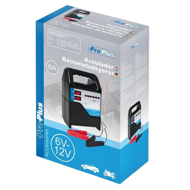 ProPlus Acculader - 6V/12V - 8A - Eenvoudige bediening - Controlelampjes