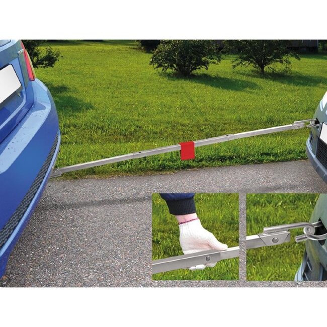 ProPlus Sleepstang set - 2 ton - 180 cm - zilver - opbreekbaar in drie delen