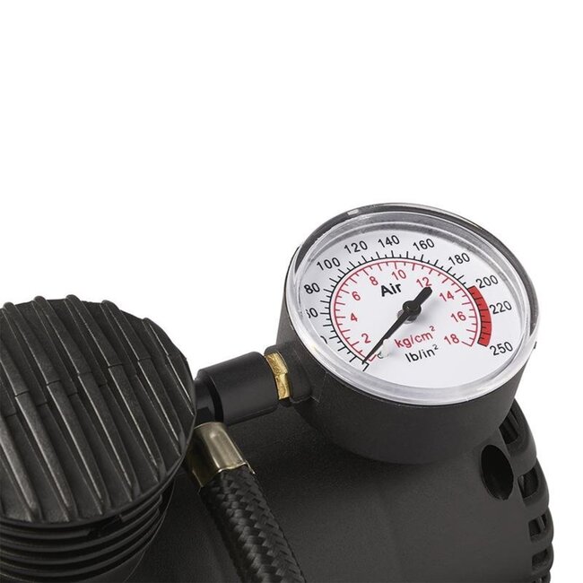 ProPlus Mini luchtcompressor - 12 volt - met manometer en verloopnippels - compact en handzaam