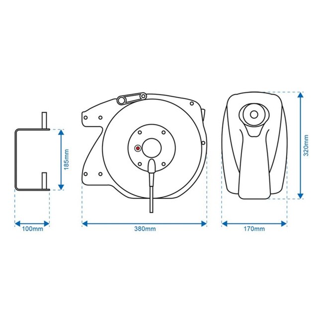 ProPlus Automatische kabelhaspel - 15 meter - 220V - stootvast - wand/plafond bevestiging
