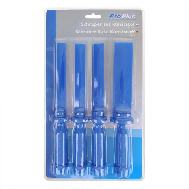 ProPlus Schraper set kunststof - 4 delig - slagvast nylon - diverse breedtes
