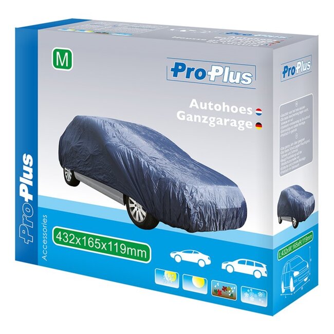 ProPlus Autohoes - Bescherming tegen vocht, sneeuw en vuil - 432 x 165 x 119 cm - Donkerblauw