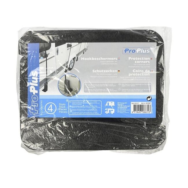 ProPlus Hoekbeschermers voor caravan- en camperdakhoes - set van 4 stuks - optimale trekkrachtverdeling