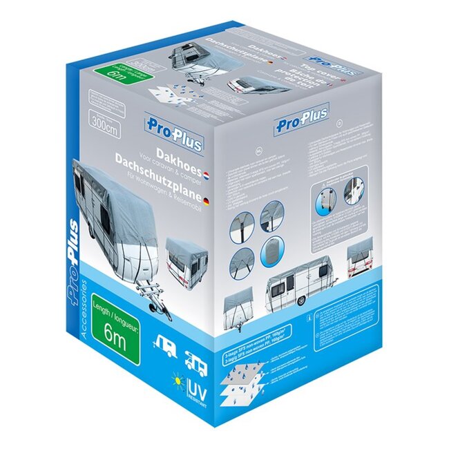 ProPlus Universele dakhoes voor caravan en camper - 6 x 3 meter - ademend en UV-gestabiliseerd - incl. draagtas