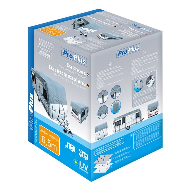 ProPlus Universele dakhoes voor caravan en camper - 6,5 x 3 meter - ademend en UV-gestabiliseerd - inclusief draagtas