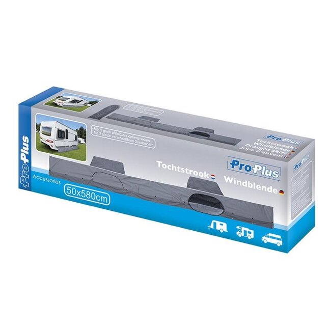 ProPlus Tochtstrook met opbergvakken - 50 x 580 cm - voor caravans - inclusief opbergtas