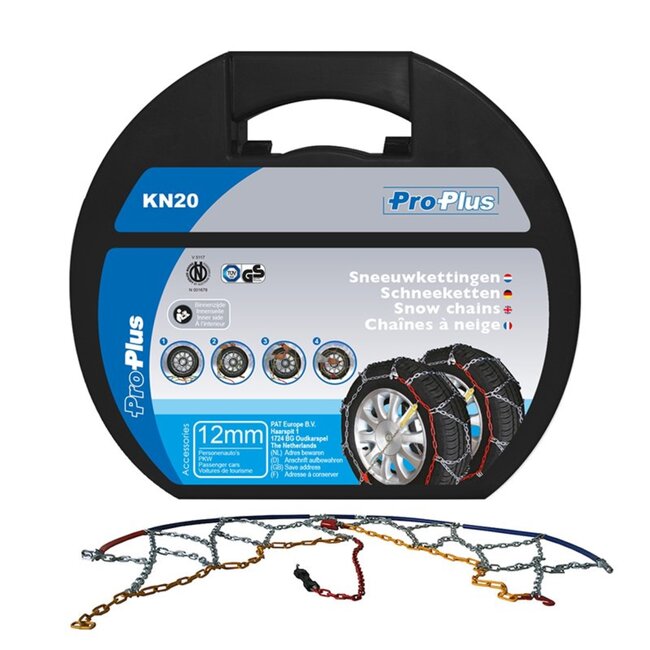 ProPlus Sneeuwkettingen - 12 mm schakels - gehard staal - set van 2 - zilver