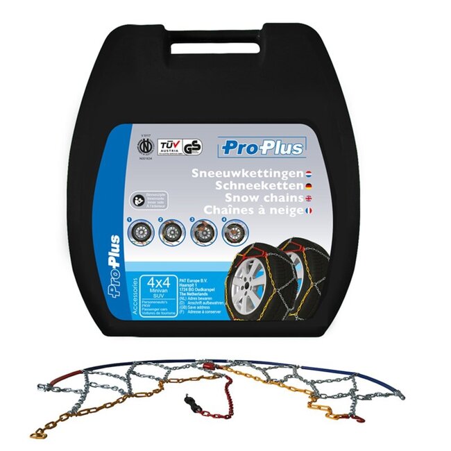 ProPlus Sneeuwkettingen - 16 mm - Handmatige spanner - 2 stuks - Zilver - 4x4