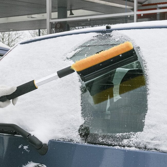 ProPlus Sneeuwborstel met raamtrekker en ijskrabber - telescopische steel - soft grip - draaibaar borsteldeel