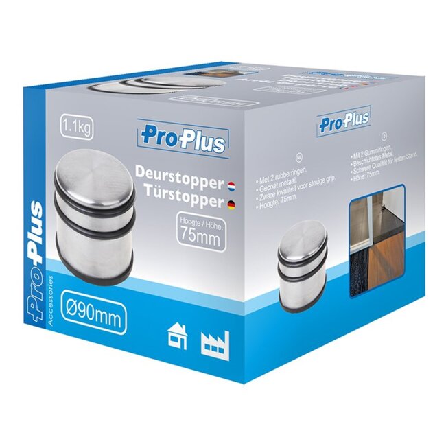 ProPlus Robuuste deurstopper - RVS - Ø 90 mm - 1.1 kg - Antislip