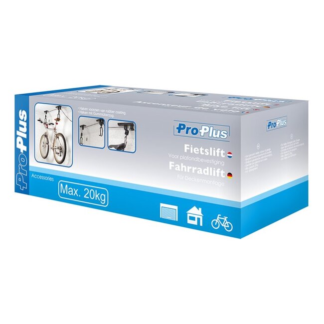 ProPlus Fietslift voor plafond - Ruimtebesparend - Tot 4 meter hoogte - Max. 20 kg - Inclusief bevestigingsmateriaal